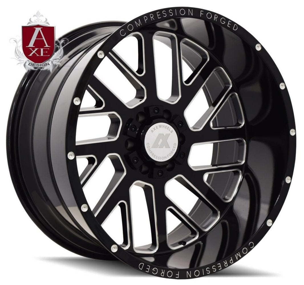 20x12 AXE Offroad AX2.0 Gloss Black Milled (Compression Forged) (* May Require Trimming) 8x180 -44mm - Flex Offroad