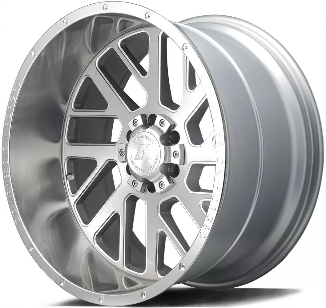 22x12 AXE Offroad AX2.1 Silver Brushed Milled w/ Mirror Lip (Compression Forged) (* May Require Trimming) 6x135 -44mm - Flex Offroad