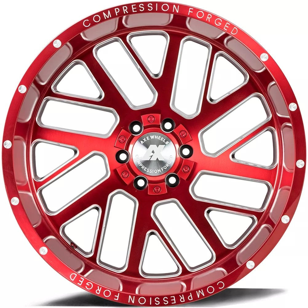 (Clearance) 22x12 AXE Offroad AX2.2 Candy Red Milled (Compression Forged) (* May Require Trimming)  5x5/127 5x5.5/139.7 -44mm