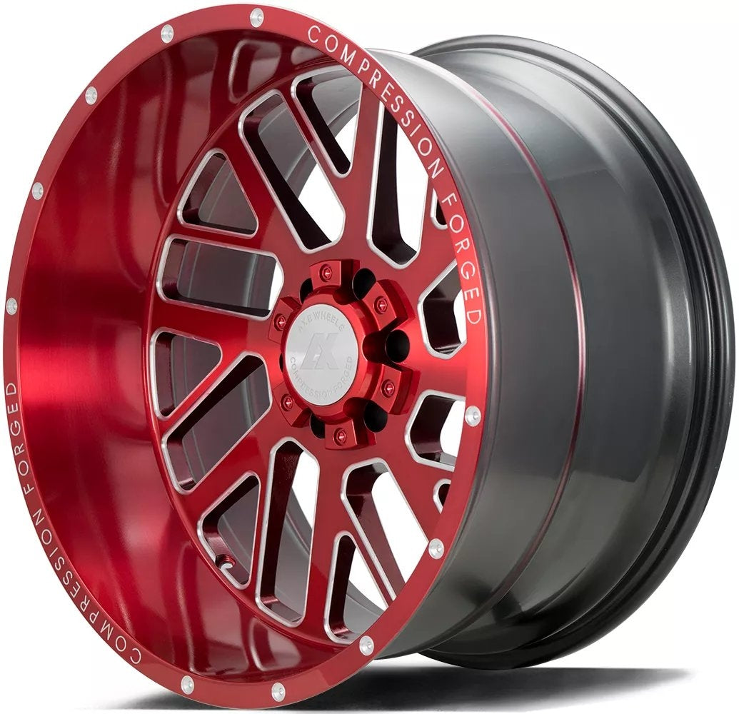 (Clearance) 22x12 AXE Offroad AX2.2 Candy Red Milled (Compression Forged) (* May Require Trimming)  5x5/127 5x5.5/139.7 -44mm