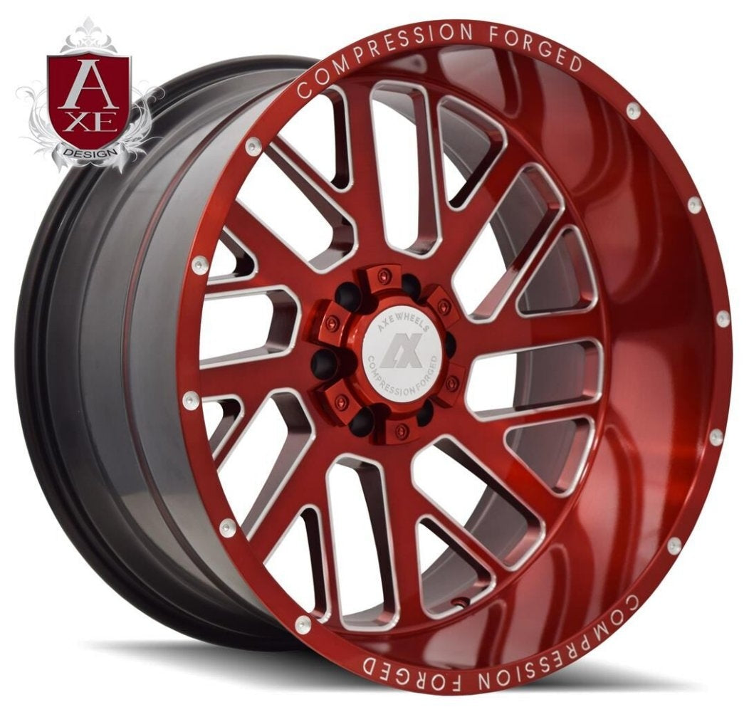 (Clearance - No Returns) 26x14 AXE Offroad AX2.2 Candy Red Milled (Compression Forged) (* May Require Trimming) 8x6.5/165 -76mm