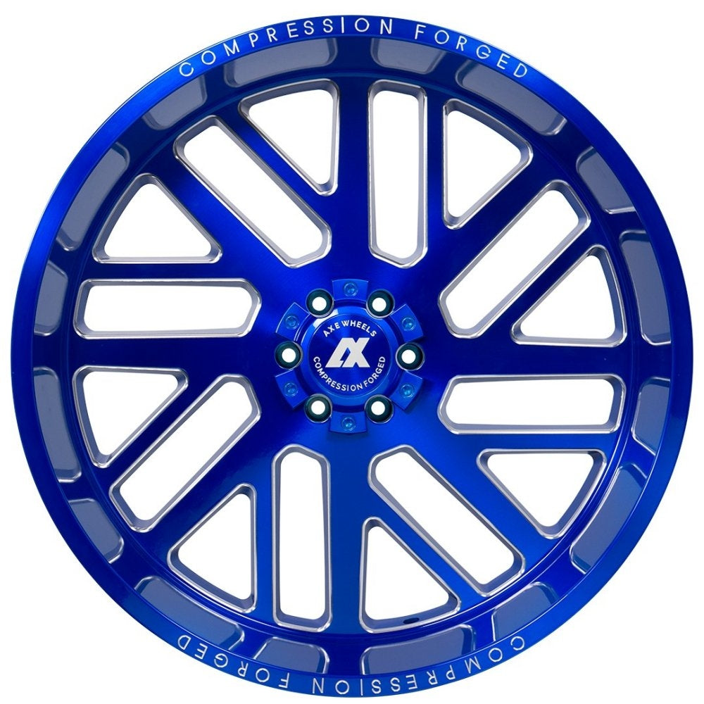 (Clearance - No Returns) 26x14 AXE Offroad AX2.7 Candy Blue Milled (Compression Forged) (* May Require Trimming) 8x180 -76mm