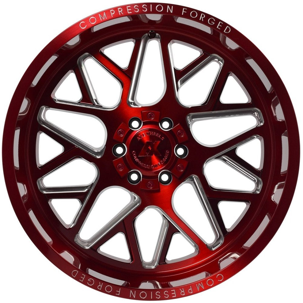 (Clearance - No Returns) 24x12 AXE Offroad AX5.2 Candy Red Milled (Compression Forged) (* May Require Trimming)  8x170 -44mm