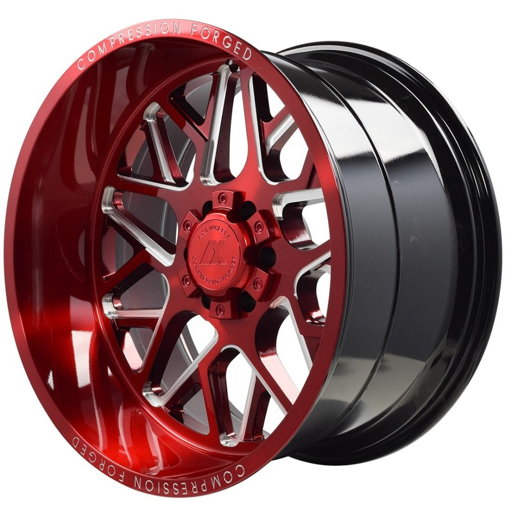 (Clearance - No Returns) 24x12 AXE Offroad AX5.2 Candy Red Milled (Compression Forged) (* May Require Trimming)  8x170 -44mm