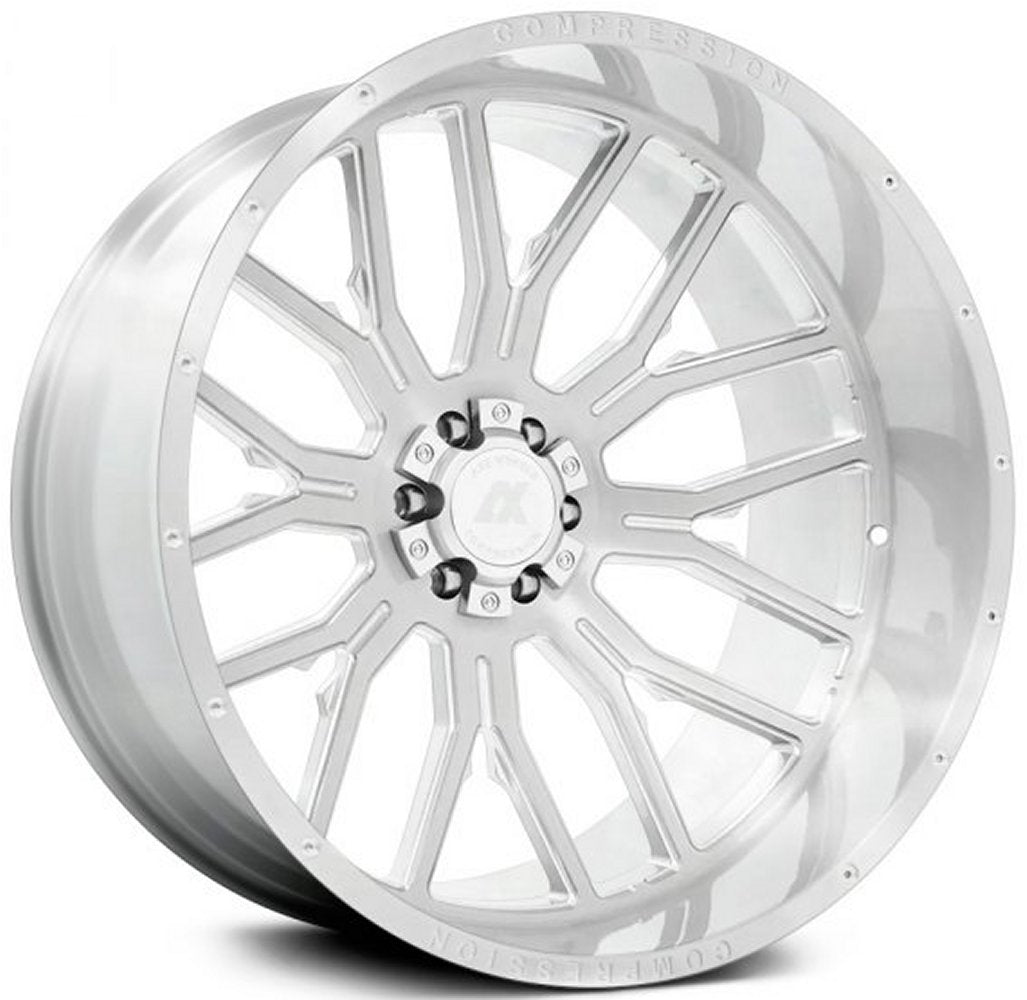 26x14 AXE Offroad AX6.1-R Silver Brushed Milled w/ Mirror Lip (Compression Forged) (* May Require Trimming) 5x5/127 5x5.5/139.7 -76mm - Flex Offroad