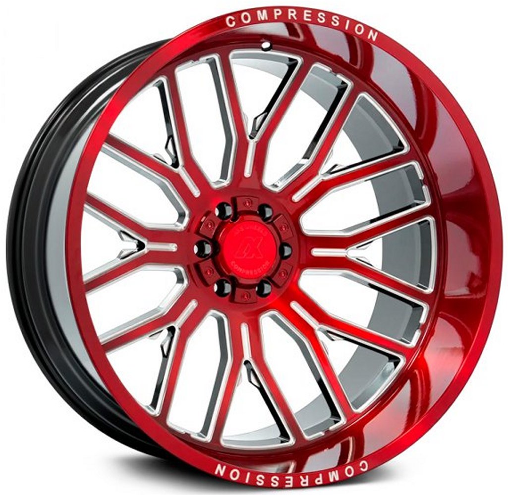 (Clearance - No Returns) 26x14 AXE Offroad AX6.2-R Candy Red Milled (Compression Forged) (* May Require Trimming)  6x135 6x5.5/139.7 -76mm