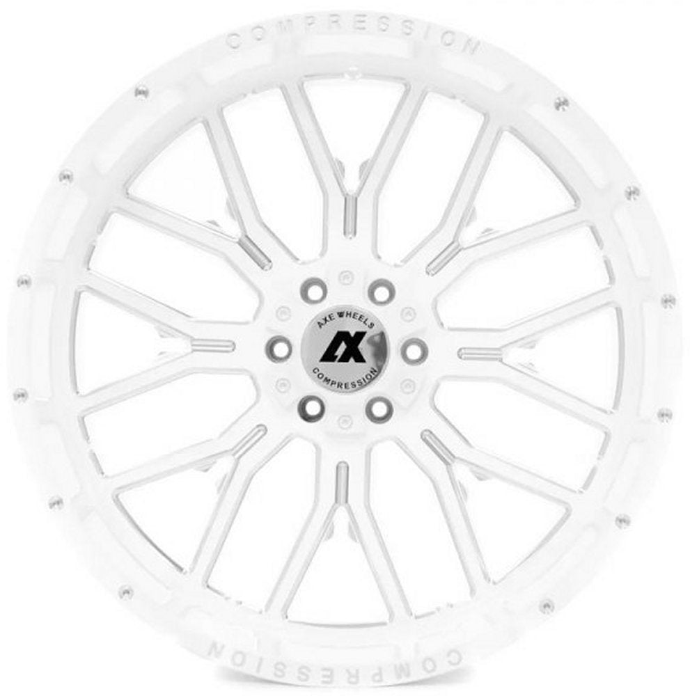 24x12 AXE Offroad AX6.3 Gloss White Milled (Compression Forged) (* May Require Trimming) 6x135 6x5.5/139.7 -44mm - Flex Offroad