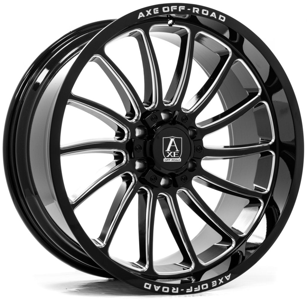 (Clearance - No Returns) 20x10 AXE Offroad Chronus Gloss Black Milled 5x5/127 5x5.5/139.7 -19mm