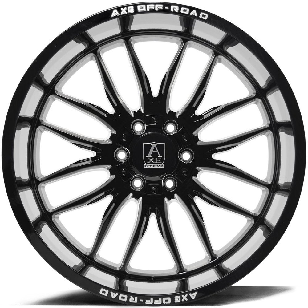 20x9.5 AXE Offroad Hades Gloss Black Milled 5x5/127 5x5.5/139.7 15mm - Flex Offroad