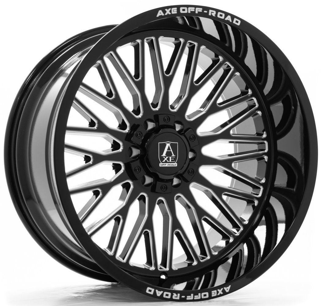 22x12 AXE Offroad Kratos Gloss Black Milled (* May Require Trimming) 8x180 -44mm - Flex Offroad