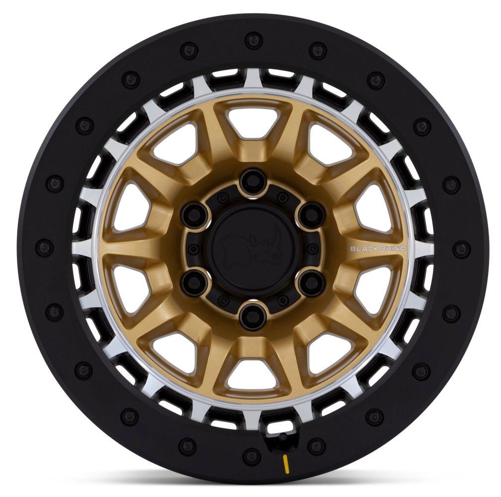 17X8.5 Black Rhino BR016 Tusk Matte Gold w/ Machined Ring 6x5.5/139.7 -10mm - Flex Offroad