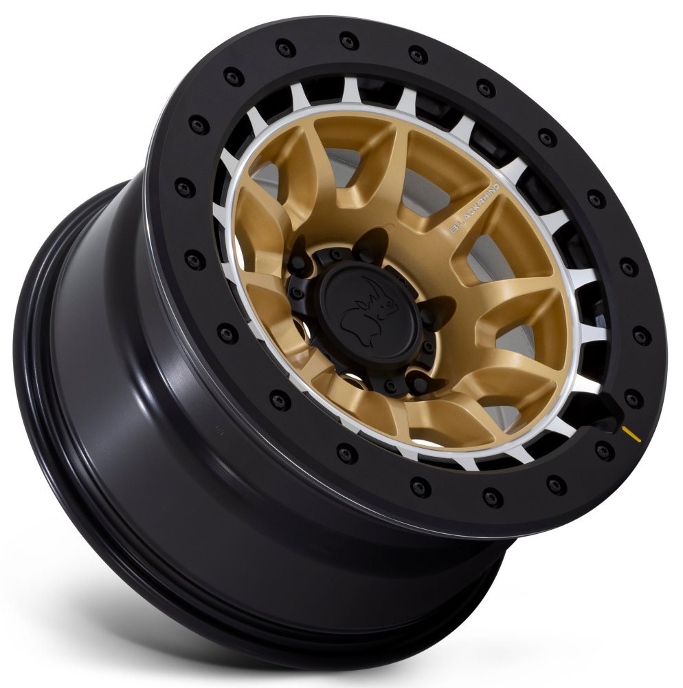 17X8.5 Black Rhino BR016 Tusk Matte Gold w/ Machined Ring 5x5/127 -10mm - Flex Offroad