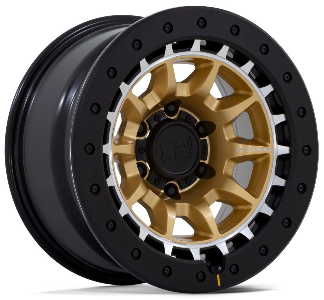 17X8.5 Black Rhino BR016 Tusk Matte Gold w/ Machined Ring 5x5/127 -10mm - Flex Offroad