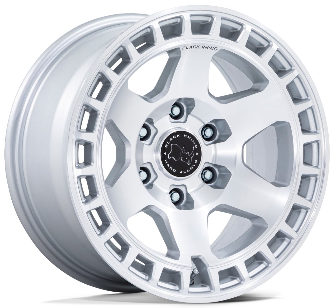 17X8.5 Black Rhino BR022 Bahari Gloss Silver Machined 5x5/127 -10mm - Flex Offroad