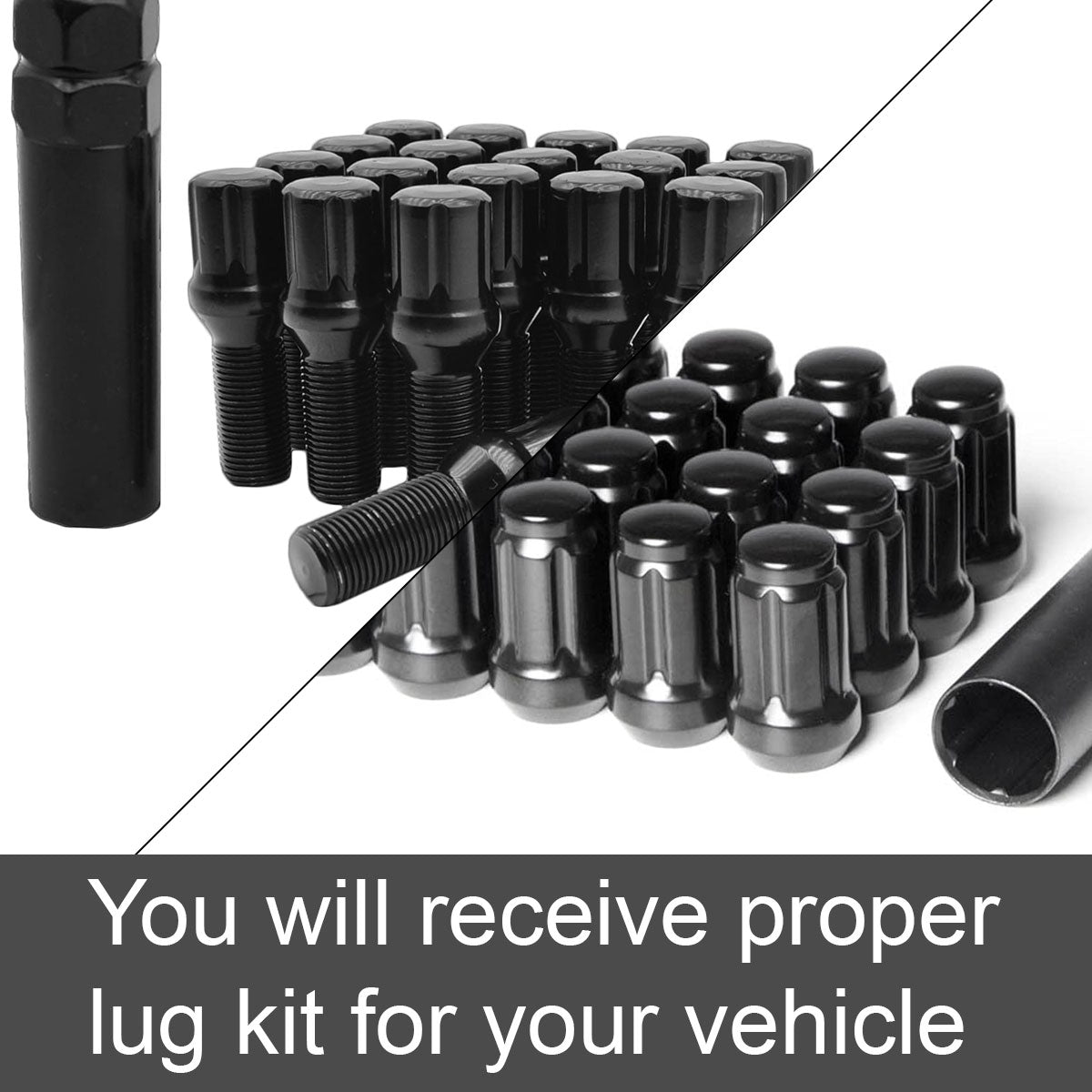 Black Install Lug Kit for Aftermarket Wheels (Full Kit for 4 Wheels) - Flex Offroad