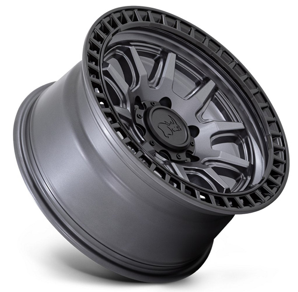 17x8.5 Black Rhino Calico Matte Gunmetal w/ Matte Black Lip 5x5/127 34mm - Flex Offroad
