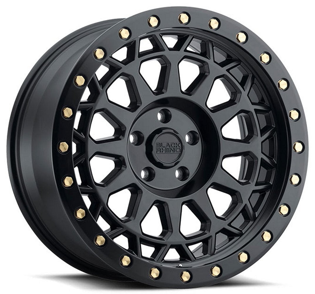 18x9.5 Black Rhino Primm Matte Black w/ Brass Bolts 5x5/127 -18mm - Flex Offroad