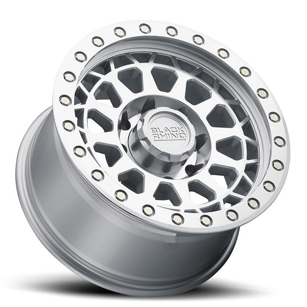 17X9 Black Rhino Primm Silver w/ Mirror Face & Machined Ring 8x6.5/165 0mm - Flex Offroad