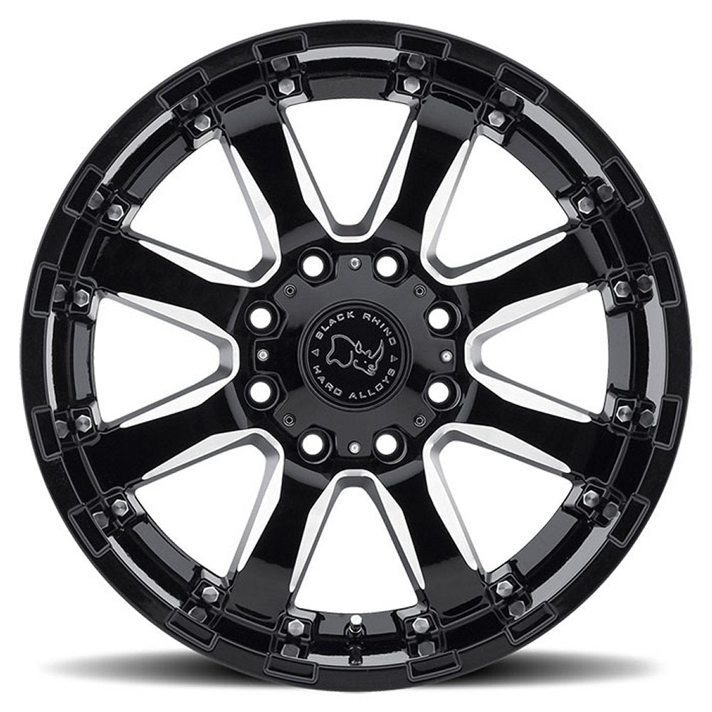 (Clearance - No Returns) 17x9 Black Rhino Sierra Gloss Black w/ Milled Spokes 6x135 12mm - Flex Offroad
