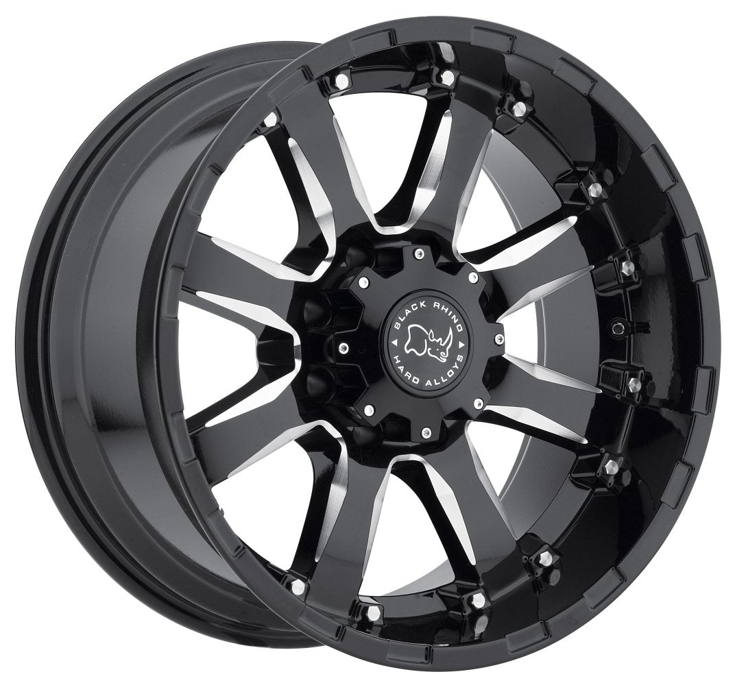 (Clearance - No Returns) 17x9 Black Rhino Sierra Gloss Black w/ Milled Spokes 6x5.5/139.7 12mm - Flex Offroad