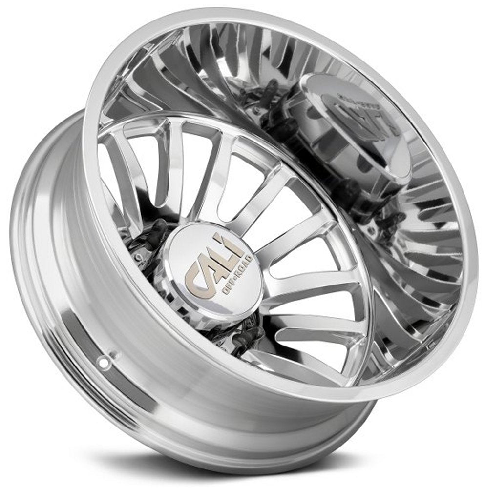 22x8.25 Cali Off-Road Summit Dually Rear Lifted 9110D Polished w/ Milled Spokes 8X210 -232MM 154.2 C.B. - Flex Offroad