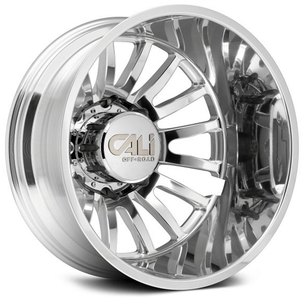 22x8.25 Cali Off-Road Summit Dually Rear Lifted 9110D Polished w/ Milled Spokes 8X6.5/165 -232MM 121.3 C.B. - Flex Offroad