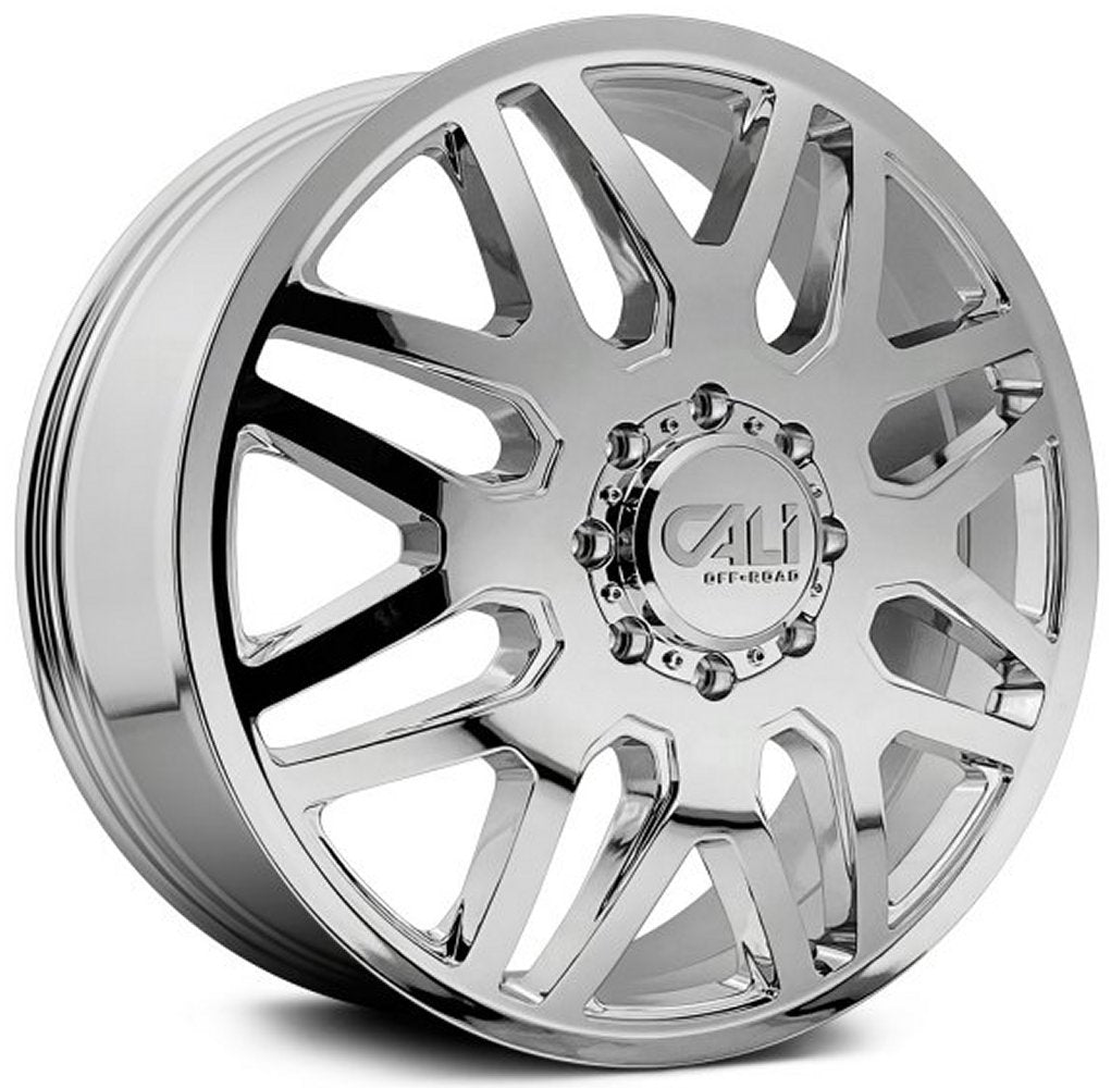 24x8.25 Cali Off-Road Invader Dually Front 9115D Chrome 8X6.5/165 115MM 121.3 C.B. - Flex Offroad