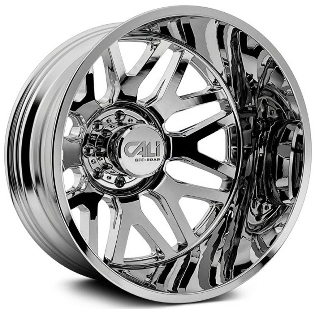 22x8.25 Cali Off-Road Invader Dually Rear 9115D Chrome 8X6.5/165 -192MM 121.3 C.B. - Flex Offroad