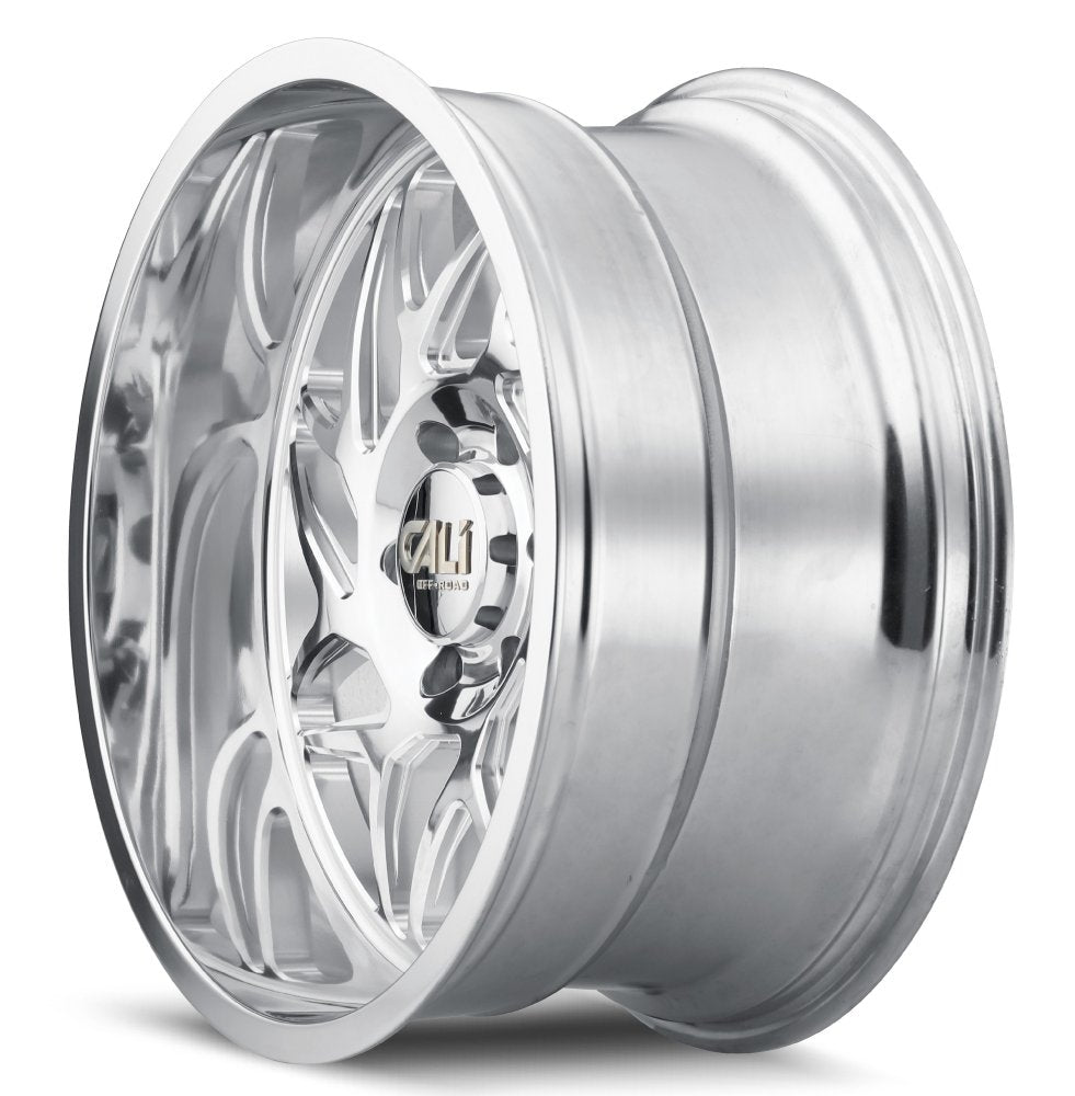 (Clearance - No Returns) 20x10 Cali Off-Road Gemini 9112P Polished w/ Milled Spokes 5x5/127 -25mm - Flex Offroad