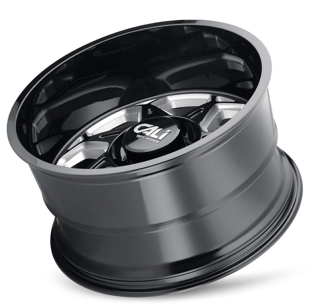 (Clearance - No Returns) 20x12 Cali Off-Road Sevenfold 9111BM Gloss Black w/ Milled Spokes (* May Require Trimming) 6x135 -51mm - Flex Offroad