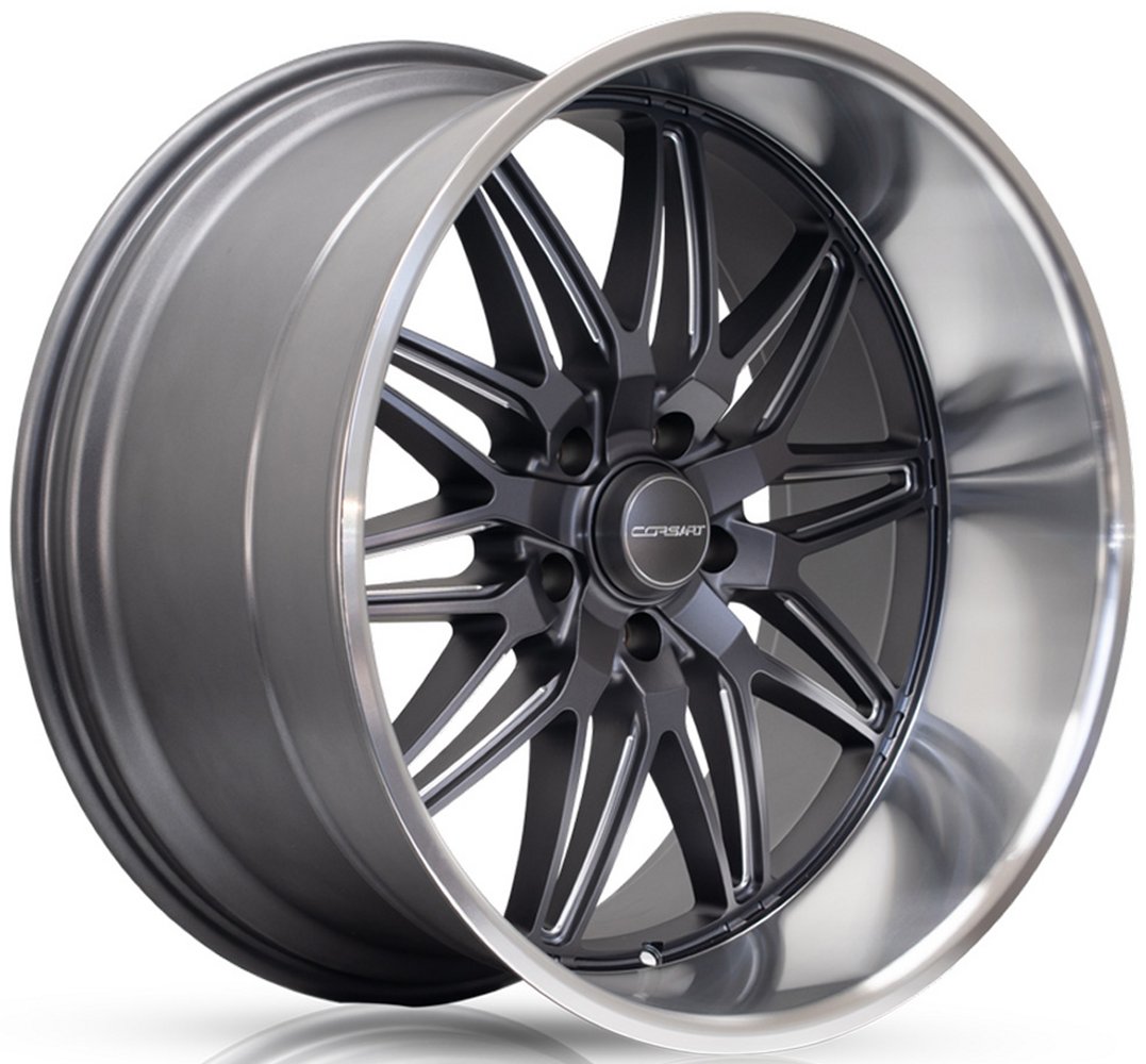 20x10 Corsart Alcatraz R508 Matte Gunmetal Milled Diamond Cut Lip 5x4.75/120.7 0mm