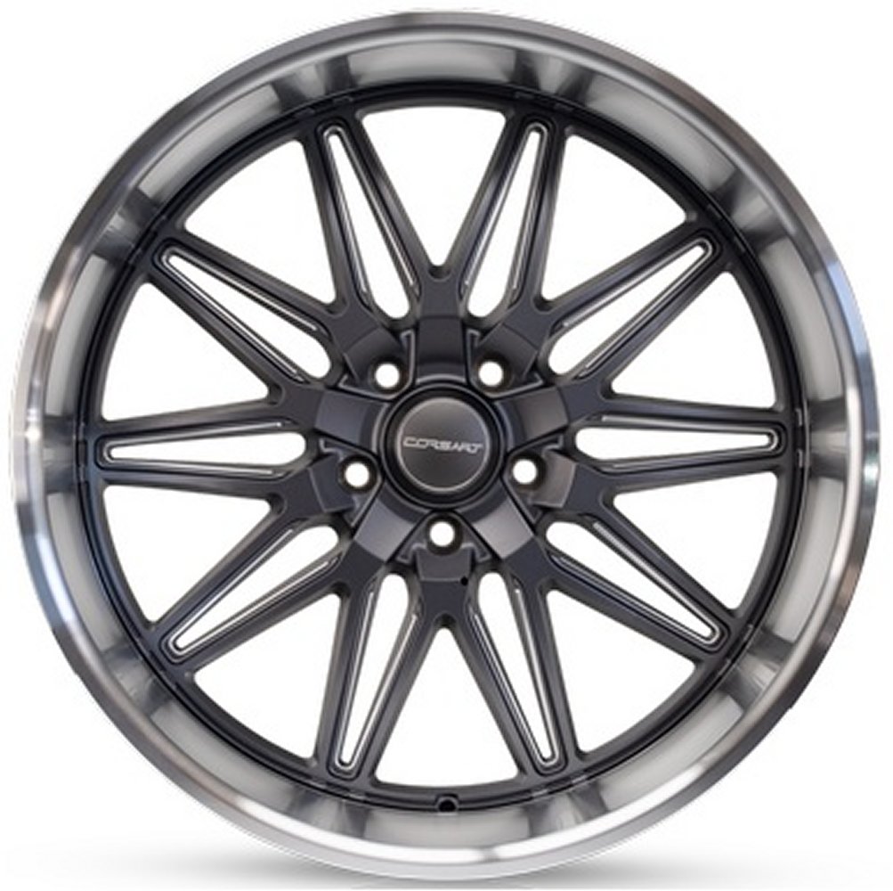 20x10 Corsart Alcatraz R508 Matte Gunmetal Milled Diamond Cut Lip 5x4.75/120.7 0mm