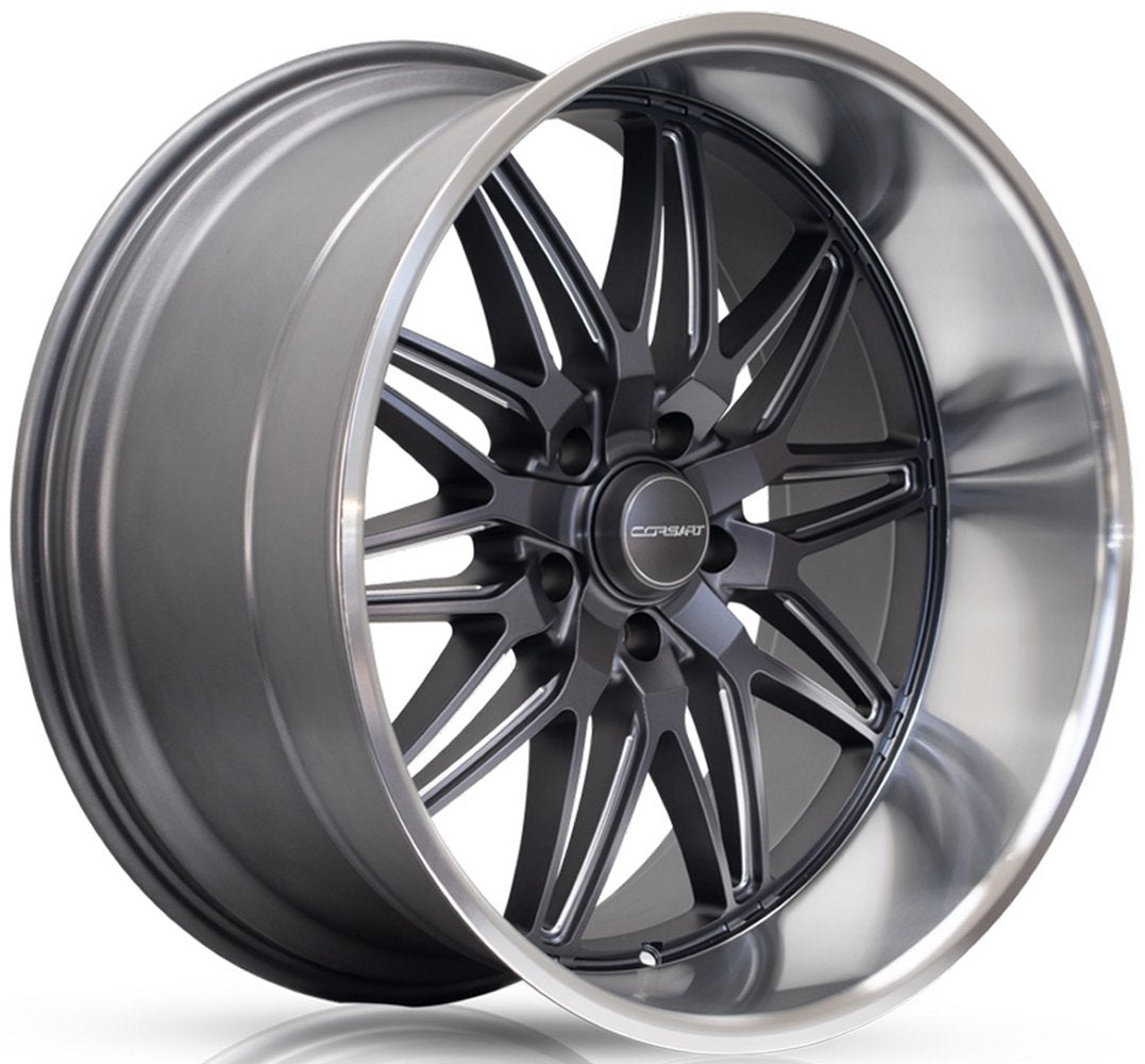 22x10.5 Corsart Alcatraz R508 Matte Gunmetal Milled Diamond Cut Lip 5x4.75/120.7 0mm