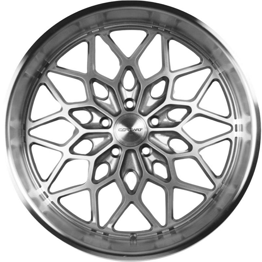 22x8.5 Corsart Gunner R513 Gloss Brushed Diamond Cut Lip 5x4.75/120.7 6mm