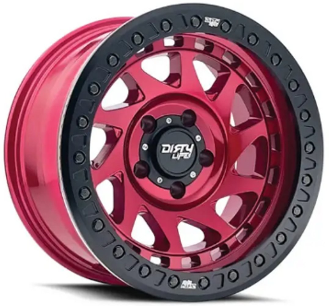 17x9 Dirty Life 9313 Nigma Race Beadlock Candy Red w/ Black Ring (True Beadlock) 6x5.5/139.7 -38mm - Flex Offroad