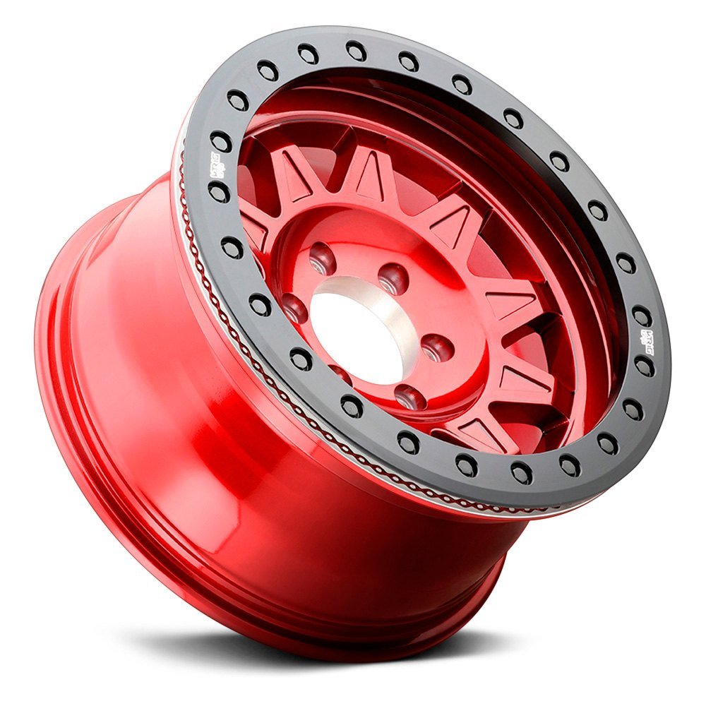 17x9 Dirty Life 9302 Roadkill Candy Red w/ Black Beadlock Ring (True Beadlock) 5x5/127 -14mm