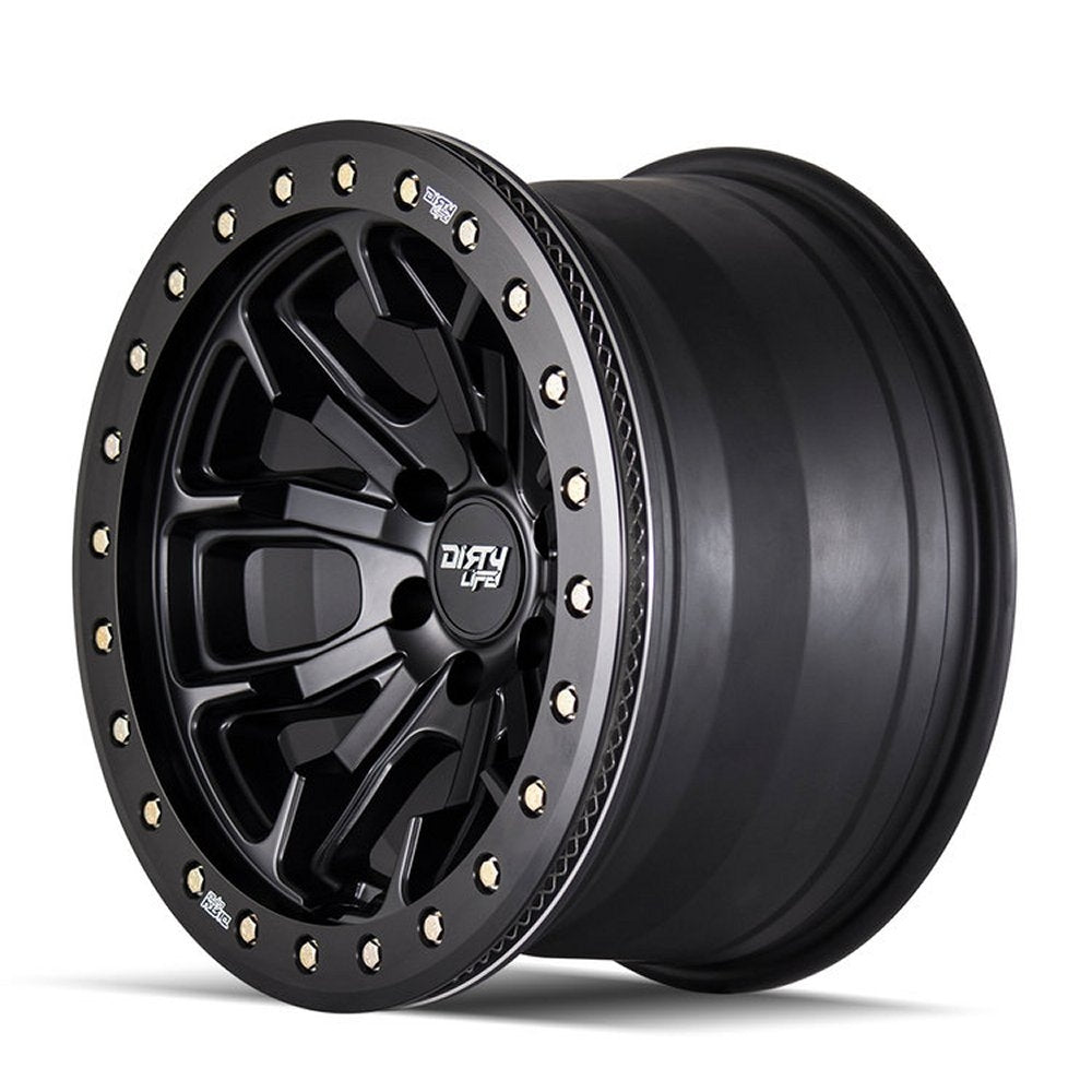 17x9 Dirty Life 9303 DT-1 Matte Black w/ Simulated Beadlock Black Ring 5x5/127 -38mm - Flex Offroad
