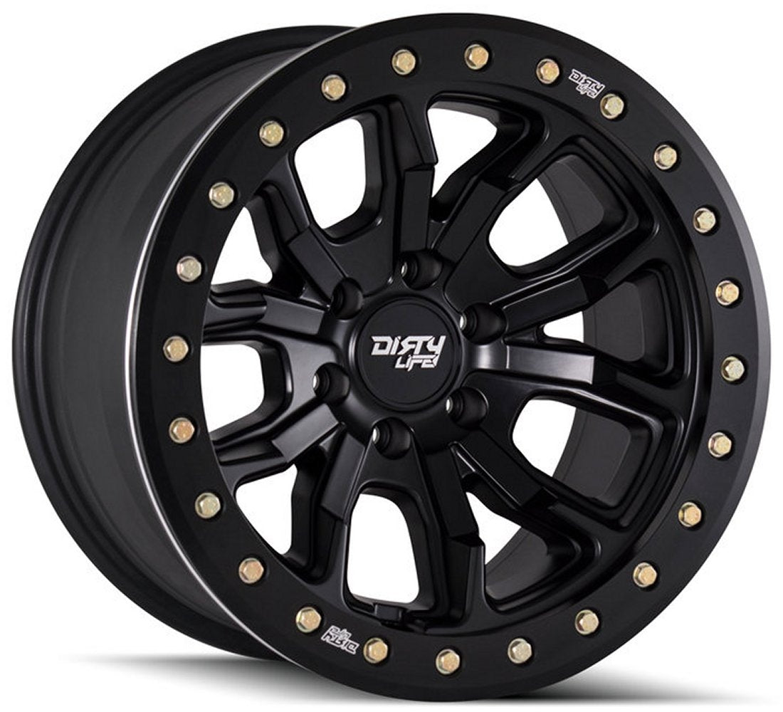 17x9 Dirty Life 9303 DT-1 Matte Black w/ Simulated Beadlock Black Ring 5x5/127 -38mm - Flex Offroad
