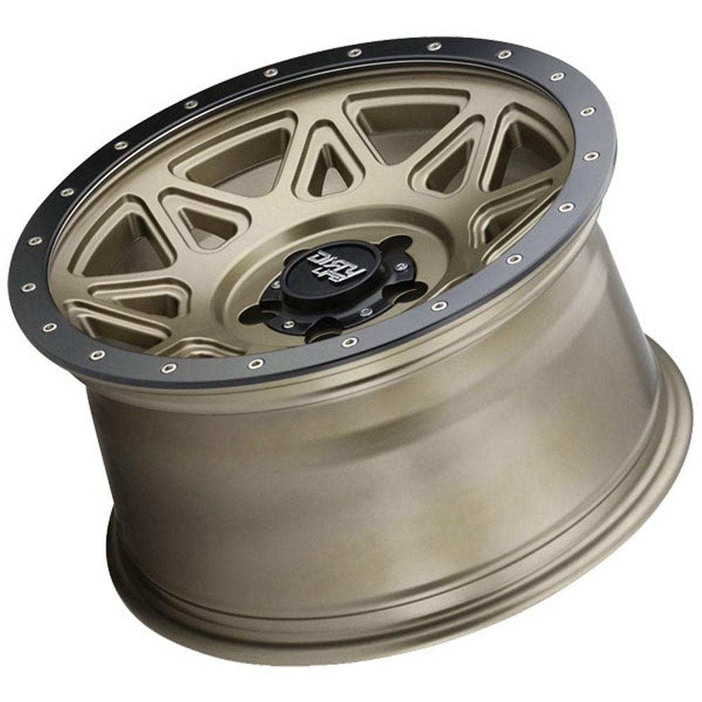 (Clearance - No Returns) 17x9 Dirty Life 9305 Theory Matte Gold w/ Matte Black Lip 5x5/127 -12mm - Flex Offroad
