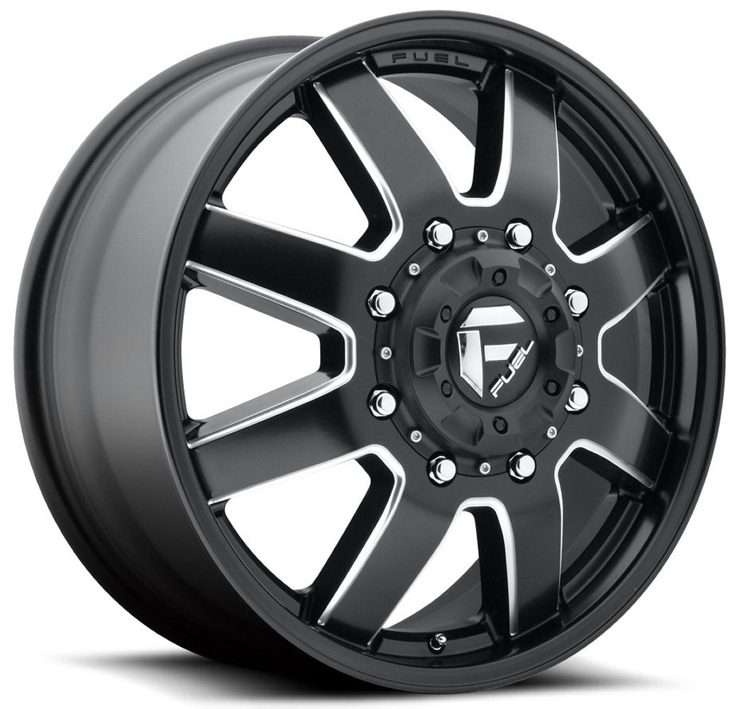 24x8.25 Fuel Off-Road Maverick Matte Black w/ Milled Accent Dually Front D538 8X210 105MM 154.3 C.B.