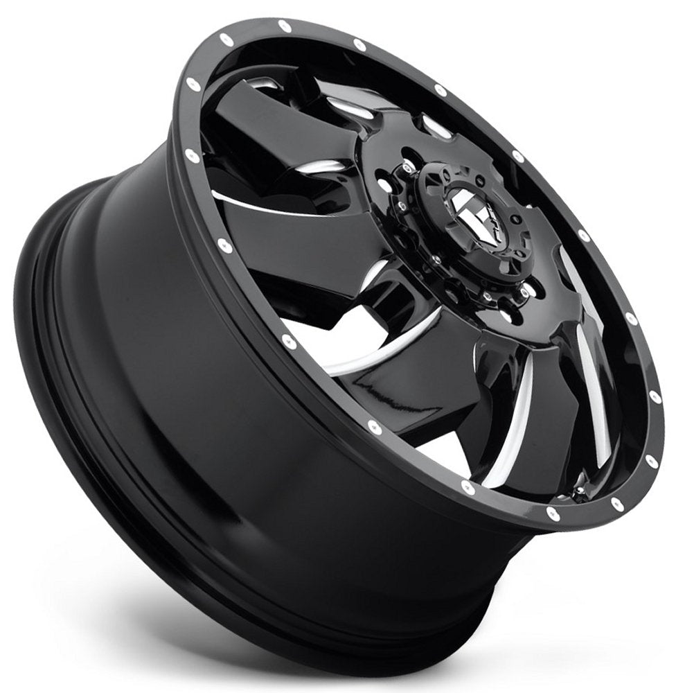 20x8.25 Fuel Off-Road Cleaver Gloss Black Milled Dually Front D574 8X6.5/165 105MM 121.5 C.B.