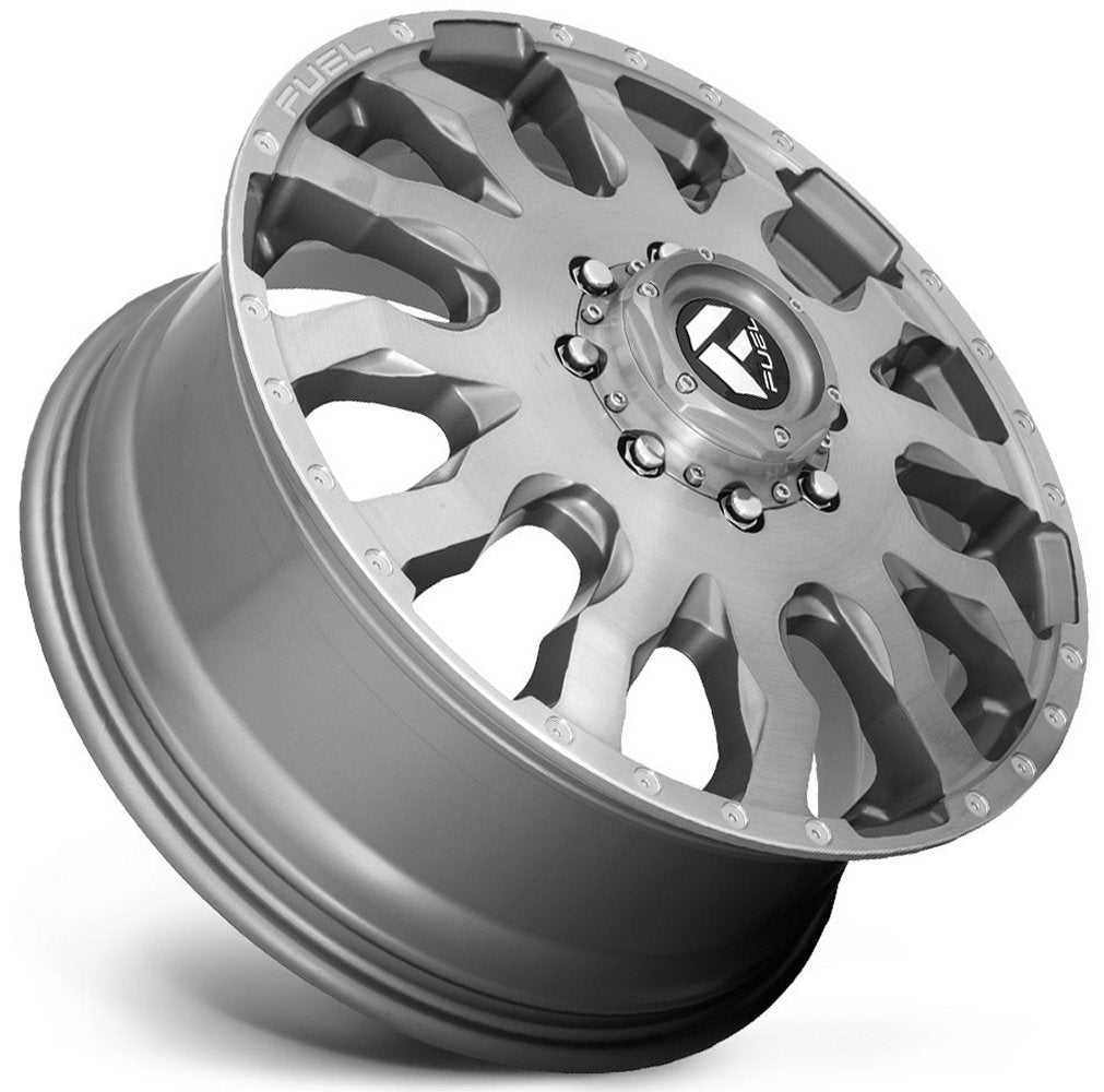 20x8.25 Fuel Off-Road Blitz Platinum Brushed & Tinted Dually Front D693 8X200 105MM 142.0 C.B. - Flex Offroad
