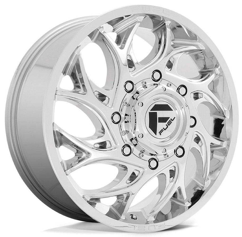 (Clearance - No Returns) 22x8.25 Fuel Off-Road Runner Chrome Dually Front D740 8X6.5/165 105MM 121.5 C.B. - Flex Offroad