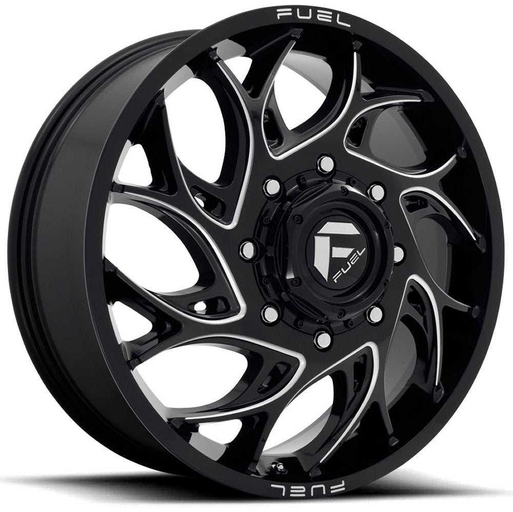 20x8.25 Fuel Off-Road Runner Gloss Black Milled Dually Front D741 8X200 105MM 142.0 C.B. - Flex Offroad