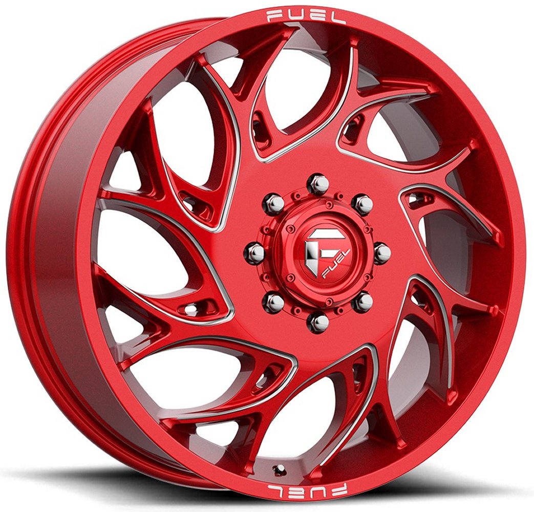 (Clearance - No Returns) 20x8.25 Fuel Off-Road Runner Candy Red Milled Dually Front D742 8X6.5/165 105MM 121.5 C.B.