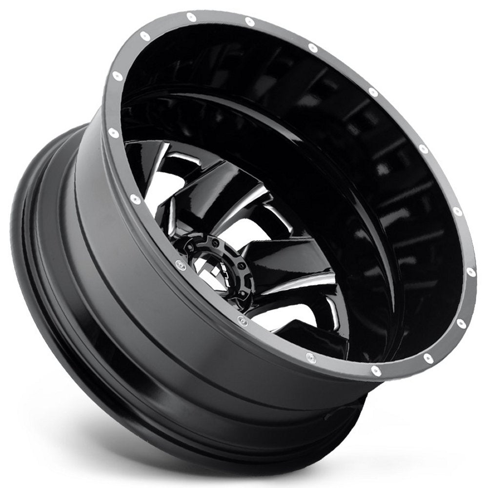 20x8.25 Fuel Off-Road Cleaver Gloss Black Milled Dually Rear Outer D574 8X210 -195MM 154.3 C.B.
