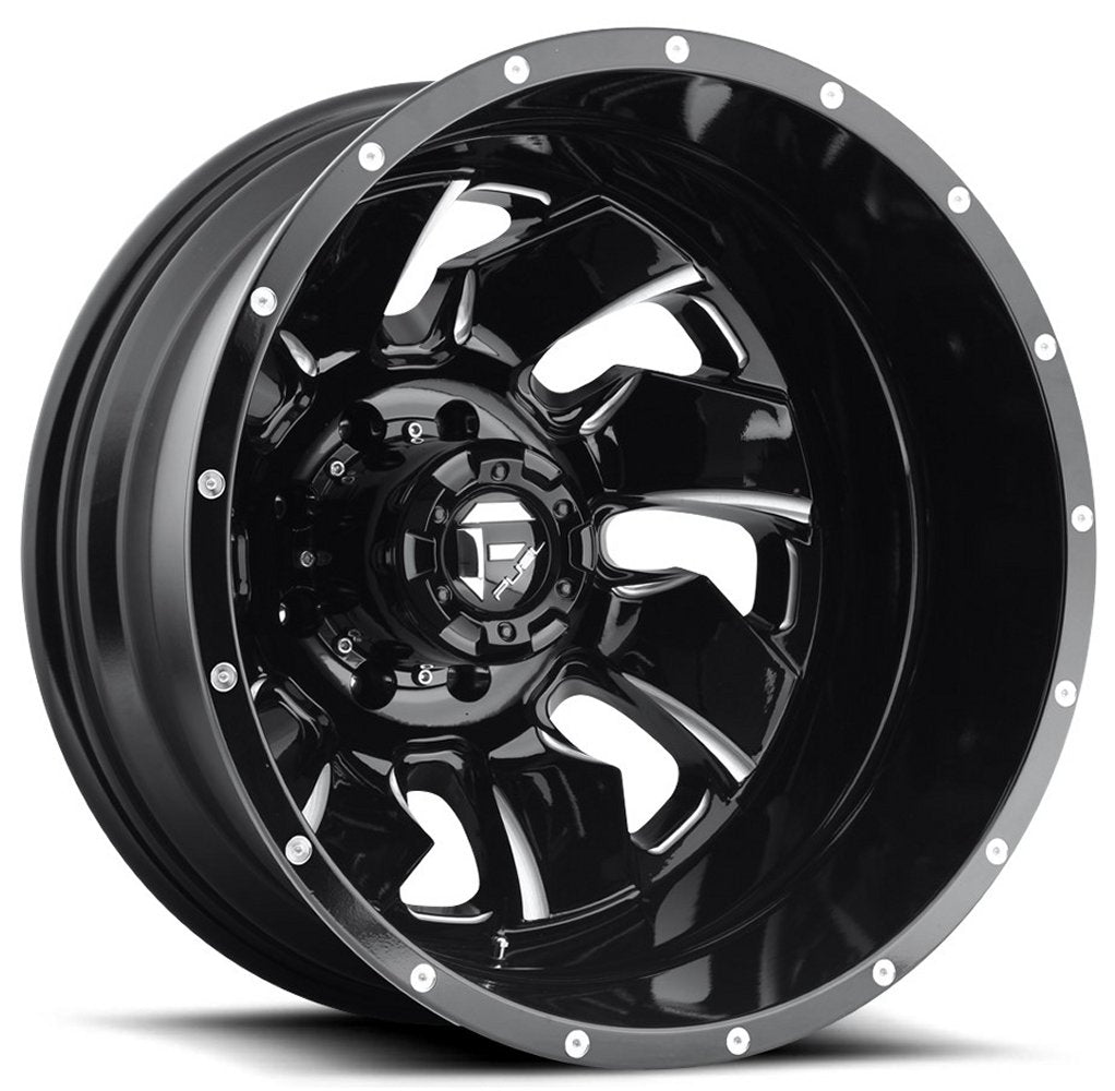 20x8.25 Fuel Off-Road Cleaver Gloss Black Milled Dually Rear Outer D574 8X210 -195MM 154.3 C.B.