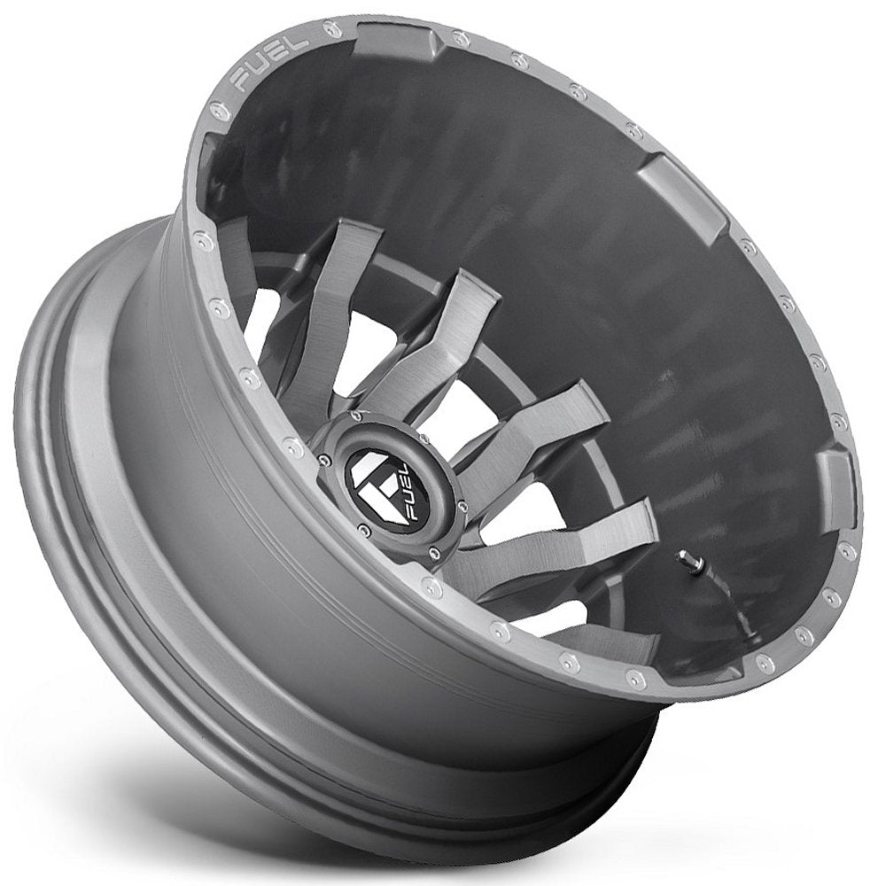20x8.25 Fuel Off-Road Blitz Platinum Brushed & Tinted Dually Rear Outer D693 8X200 -202MM 142.0 C.B. - Flex Offroad