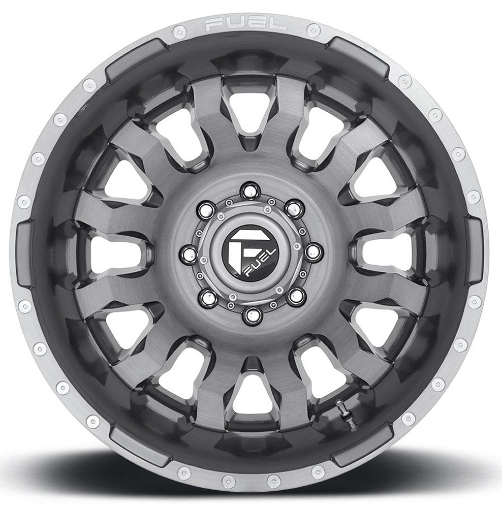 20x8.25 Fuel Off-Road Blitz Platinum Brushed & Tinted Dually Rear Outer D693 8X200 -202MM 142.0 C.B. - Flex Offroad
