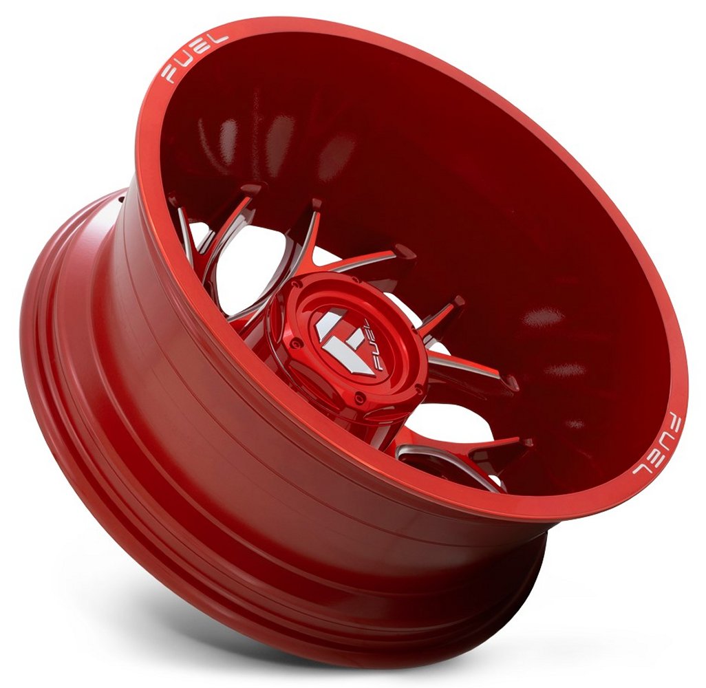 (Clearance - No Returns) 20x8.25 Fuel Off-Road Runner Candy Red Milled Dually Rear Outer D742 8X6.5/165 -240MM 121.5 C.B. - Flex Offroad